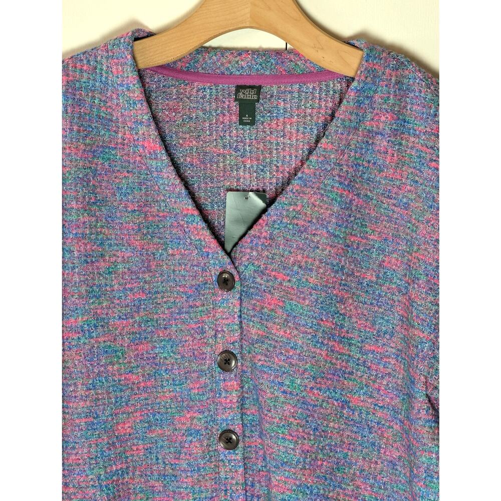 Wild Fable Purple Abstract V Neck Button Cardigan Small - Picture 12 of 15